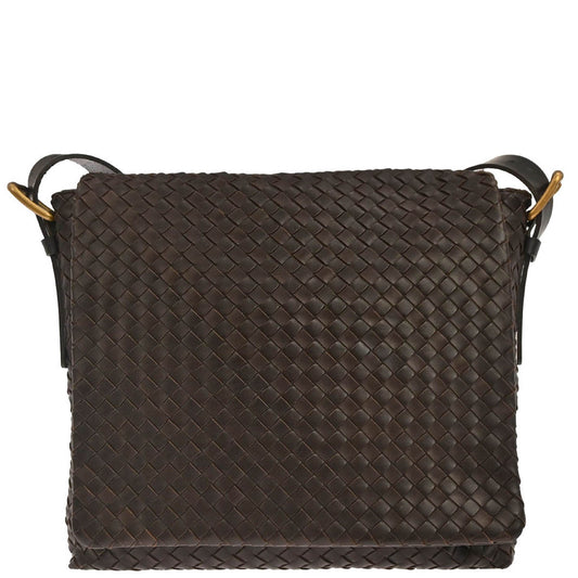 Bottega Veneta Brown Lambskin Intrecciato Shoulder Bag