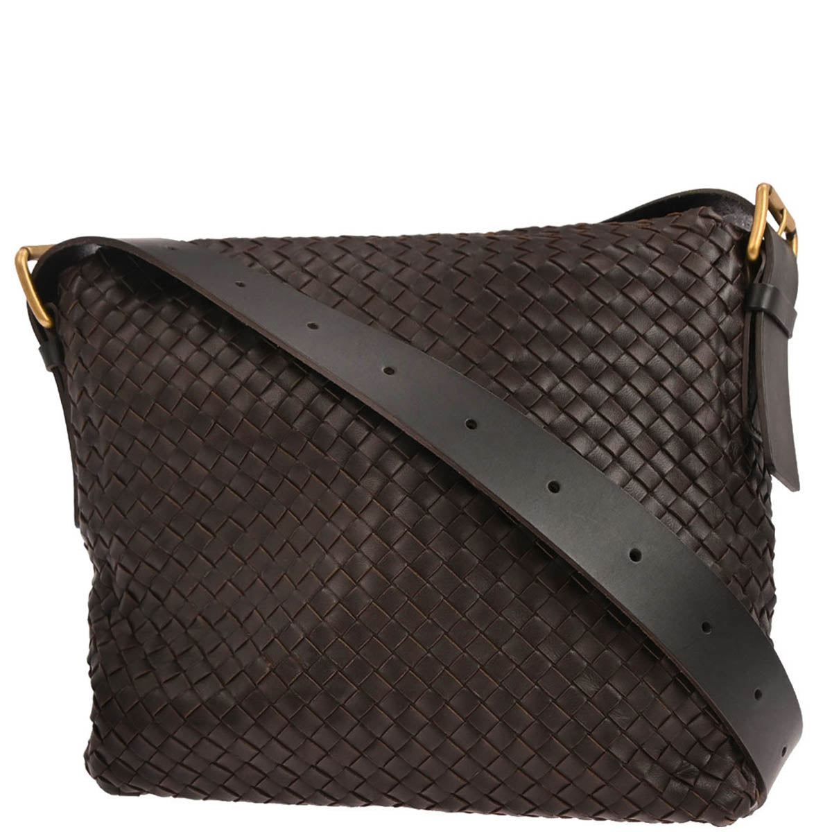 Bottega Veneta Brown Lambskin Intrecciato Shoulder Bag