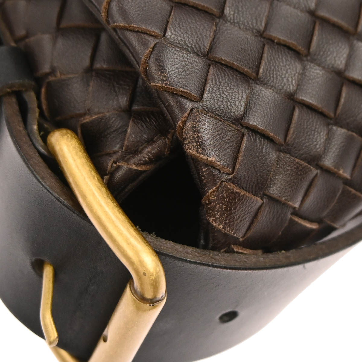 Bottega Veneta Brown Lambskin Intrecciato Shoulder Bag