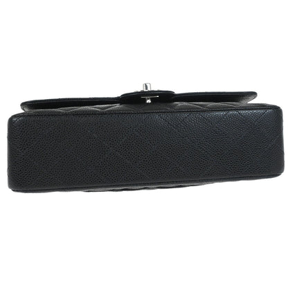 Chanel 2000-2002 Black Caviar Skin Medium Classic Double Flap Shoulder Bag