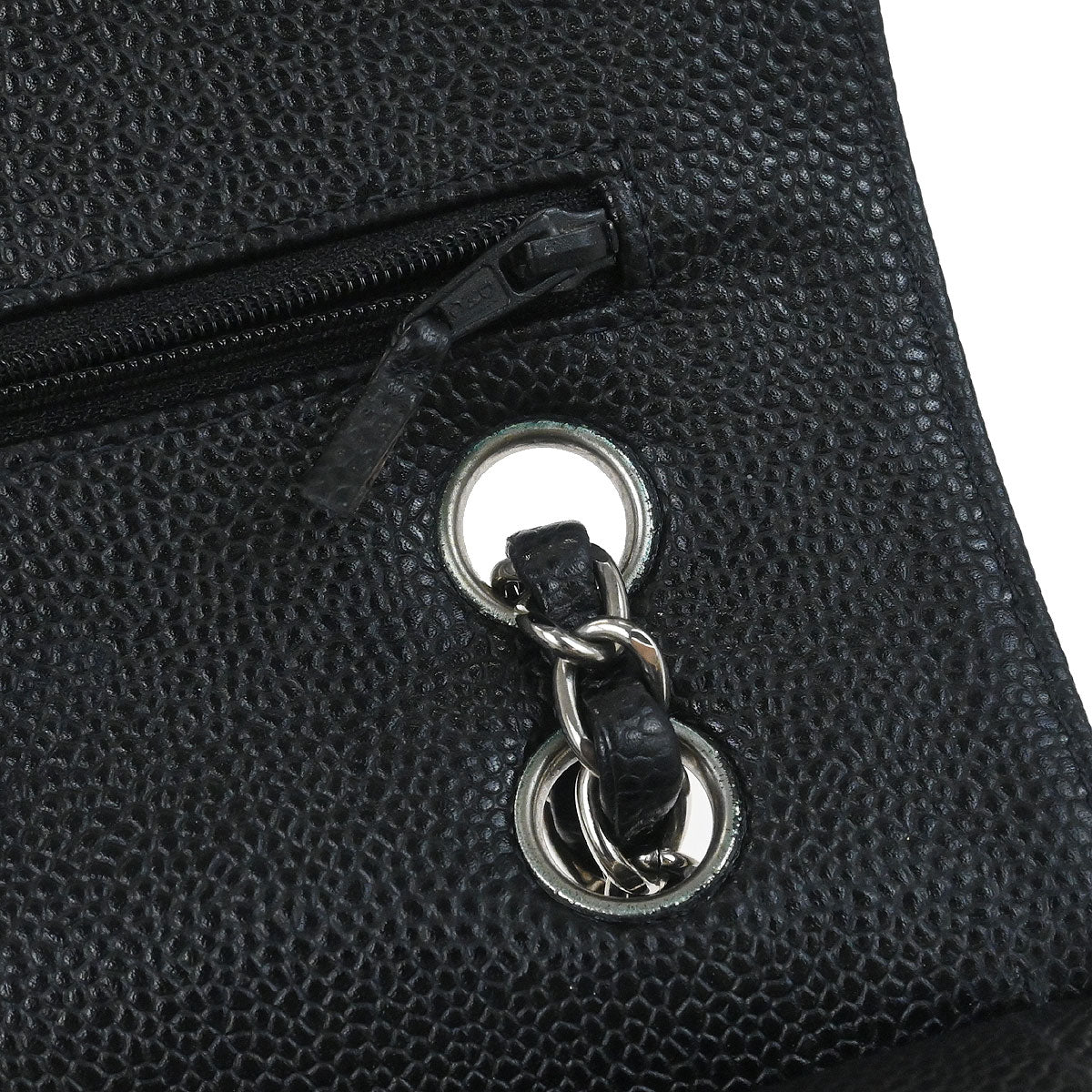 Chanel 2000-2002 Black Caviar Skin Medium Classic Double Flap Shoulder Bag