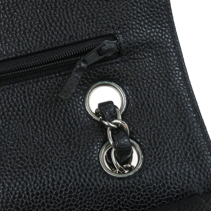 Chanel 2000-2002 Black Caviar Skin Medium Classic Double Flap Shoulder Bag