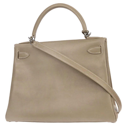 Hermes Gris Tourterelle Box Calf Kelly 28 Retourne 2way Shoulder Handbag