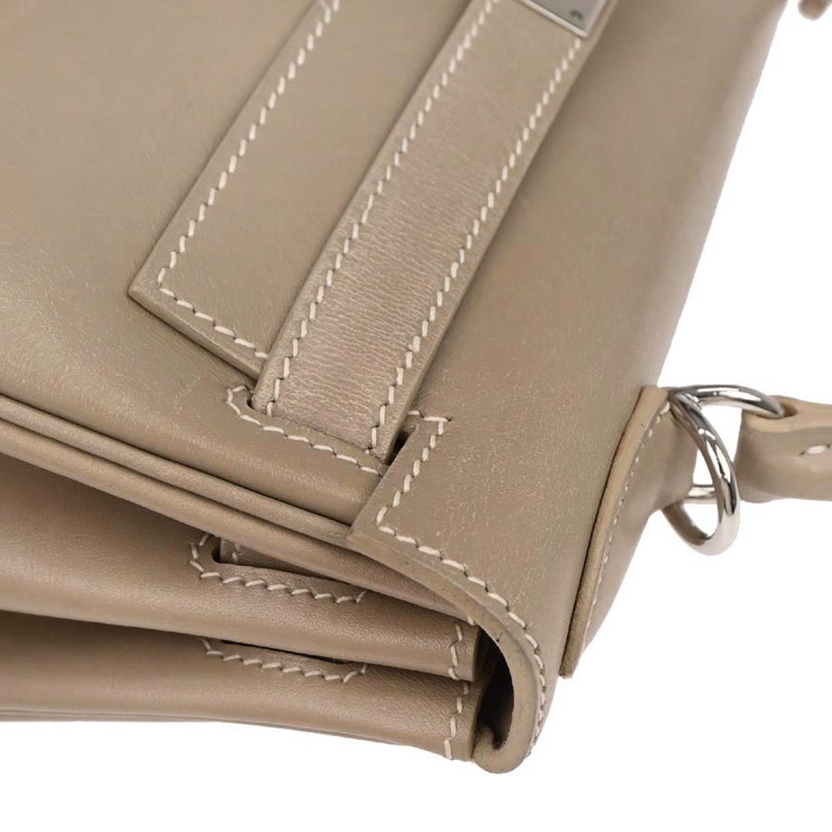 Hermes Gris Tourterelle Box Calf Kelly 28 Retourne 2way Shoulder Handbag