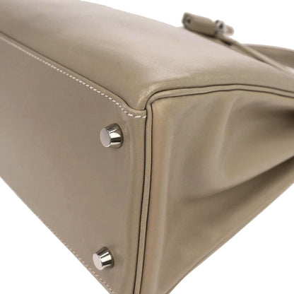 Hermes Gris Tourterelle Box Calf Kelly 28 Retourne 2way Shoulder Handbag