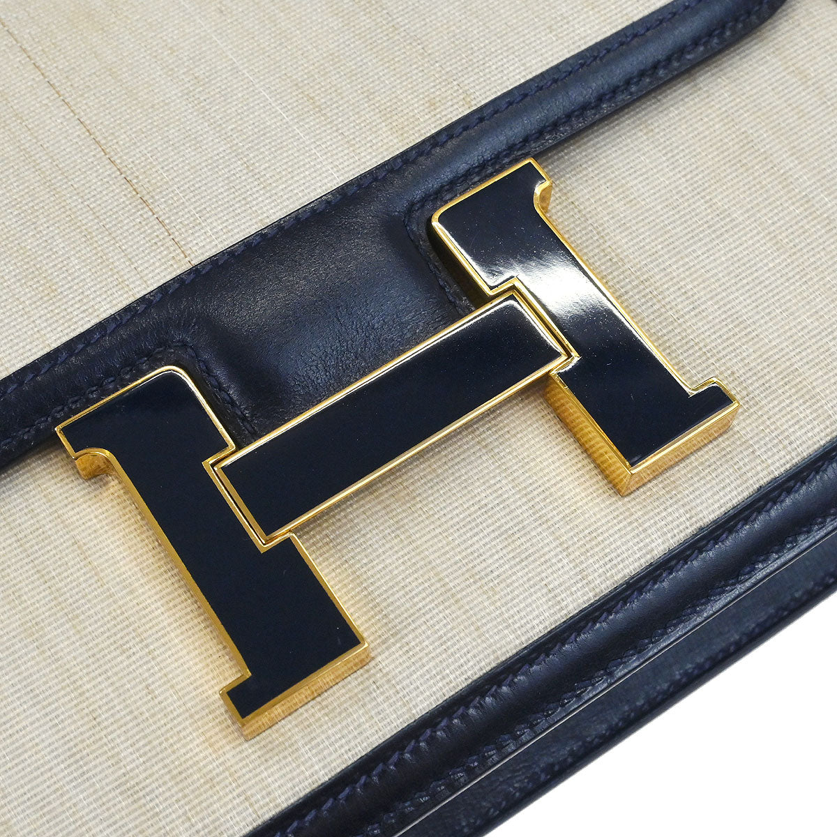 Hermes Natural Navy Crinoline Box Calf Constance 23 Shoulder Bag