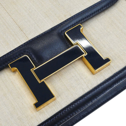 Hermes Natural Navy Crinoline Box Calf Constance 23 Shoulder Bag