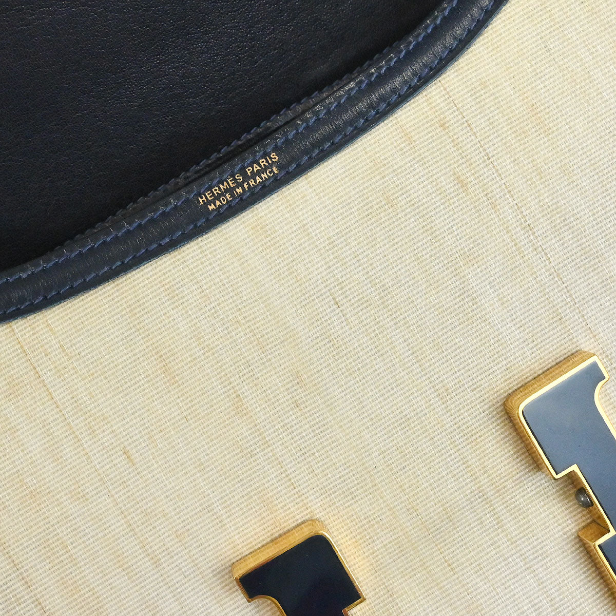 Hermes Natural Navy Crinoline Box Calf Constance 23 Shoulder Bag