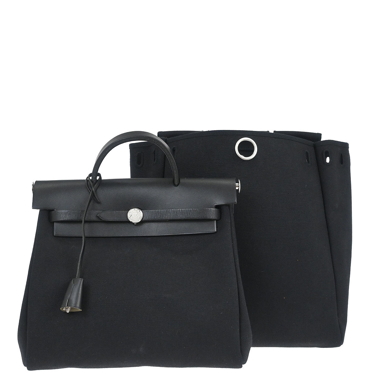 Hermes Black Toile Officier Herbag a Dos 2 in 1 Backpack