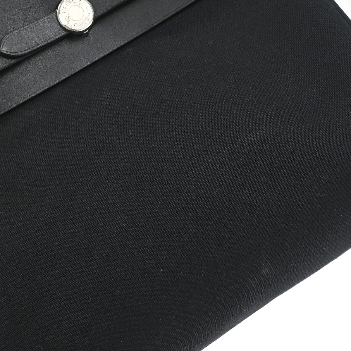 Hermes Black Toile Officier Herbag a Dos 2 in 1 Backpack