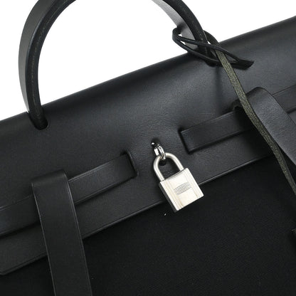 Hermes Black Toile Officier Herbag a Dos 2 in 1 Backpack
