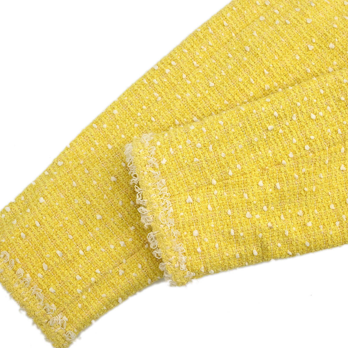 Chanel 1997 Setup Suit Jacket Skirt Tweed Yellow #36