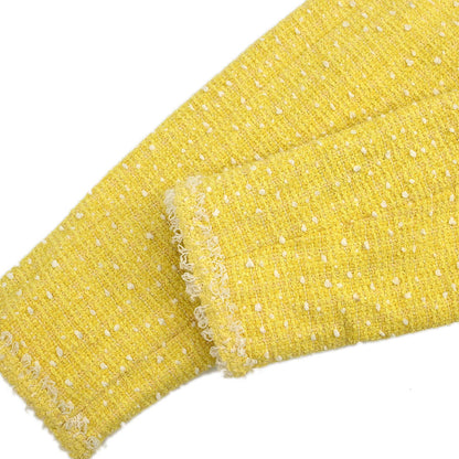 Chanel 1997 Setup Suit Jacket Skirt Tweed Yellow #36