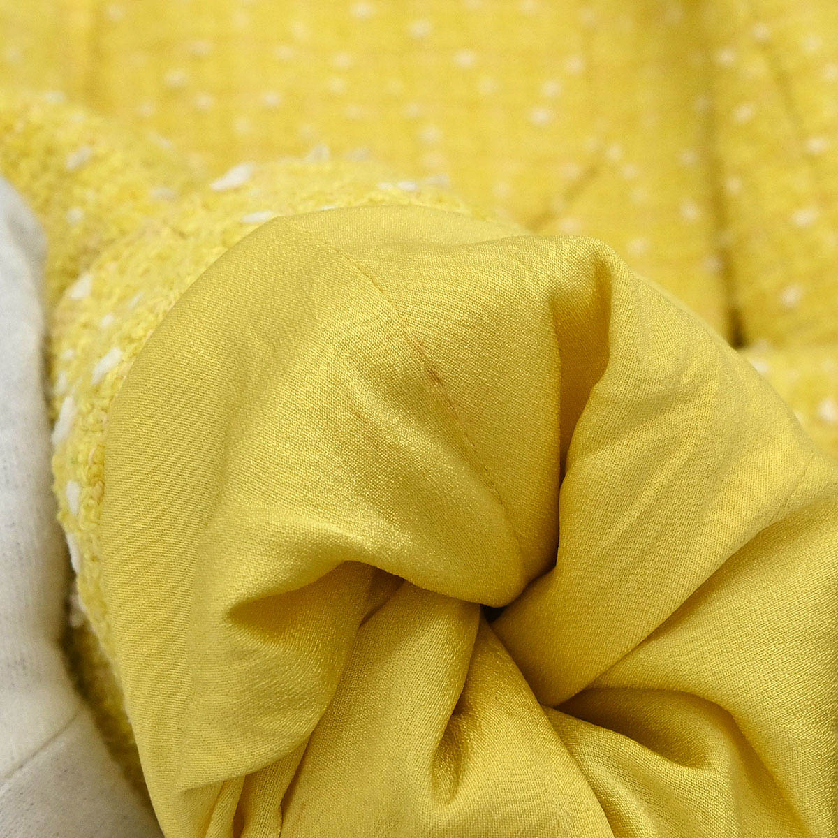 Chanel 1997 Setup Suit Jacket Skirt Tweed Yellow #36