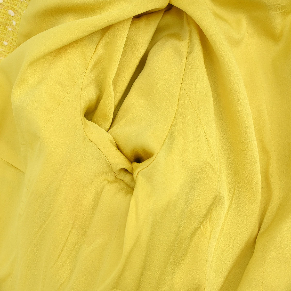 Chanel 1997 Setup Suit Jacket Skirt Tweed Yellow #36