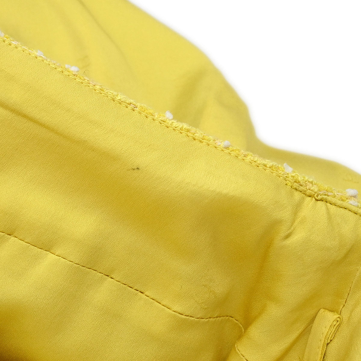 Chanel 1997 Setup Suit Jacket Skirt Tweed Yellow #36