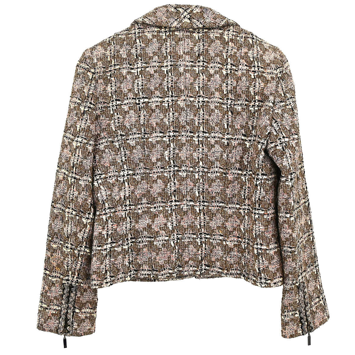 Chanel 2003 Zip Up Tweed Jacket Brown #38