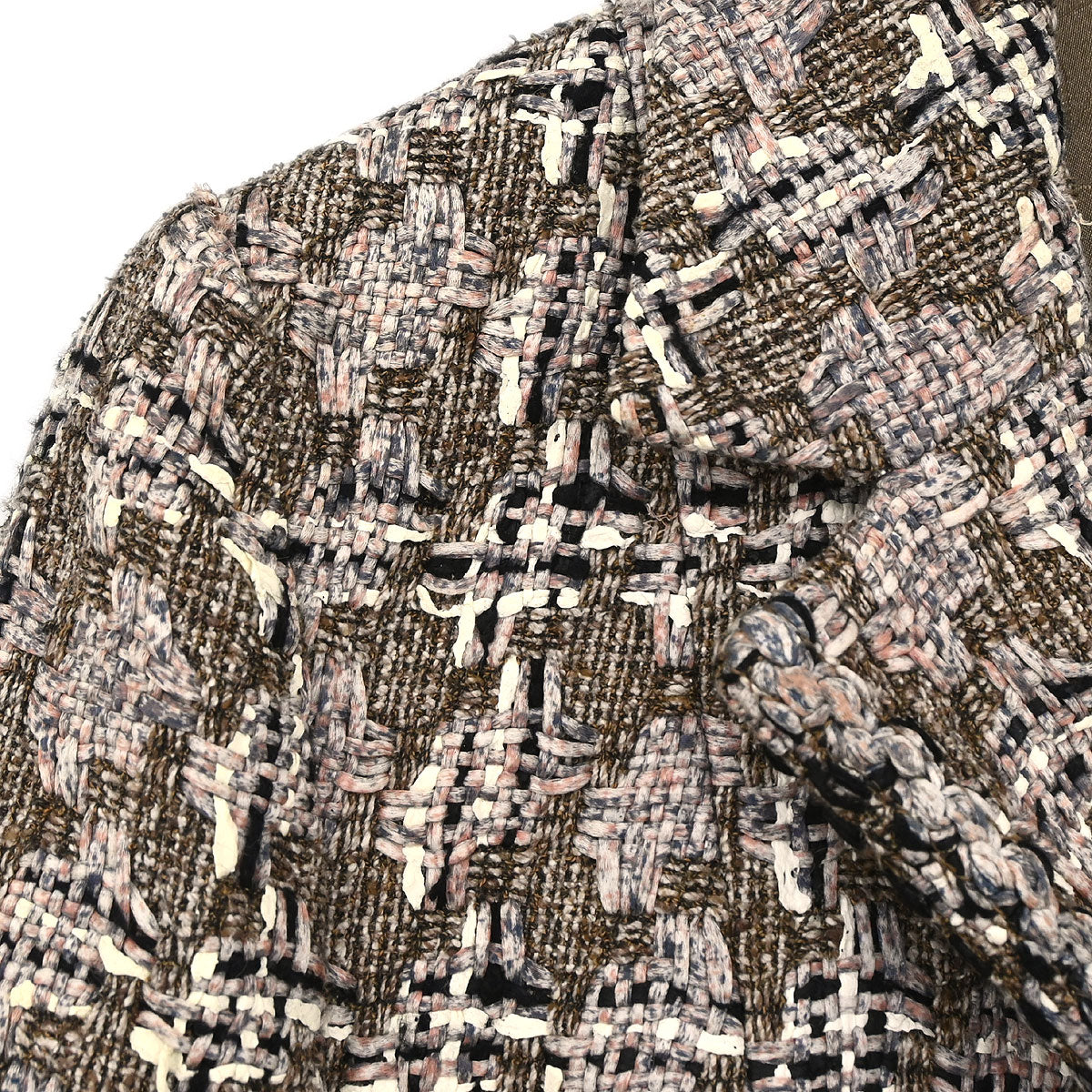 Chanel 2003 Zip Up Tweed Jacket Brown #38