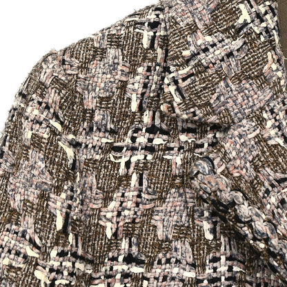 Chanel 2003 Zip Up Tweed Jacket Brown #38