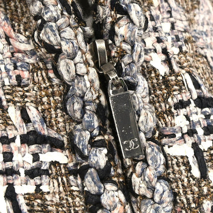 Chanel 2003 Zip Up Tweed Jacket Brown #38