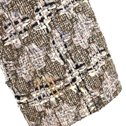 Chanel 2003 Zip Up Tweed Jacket Brown #38