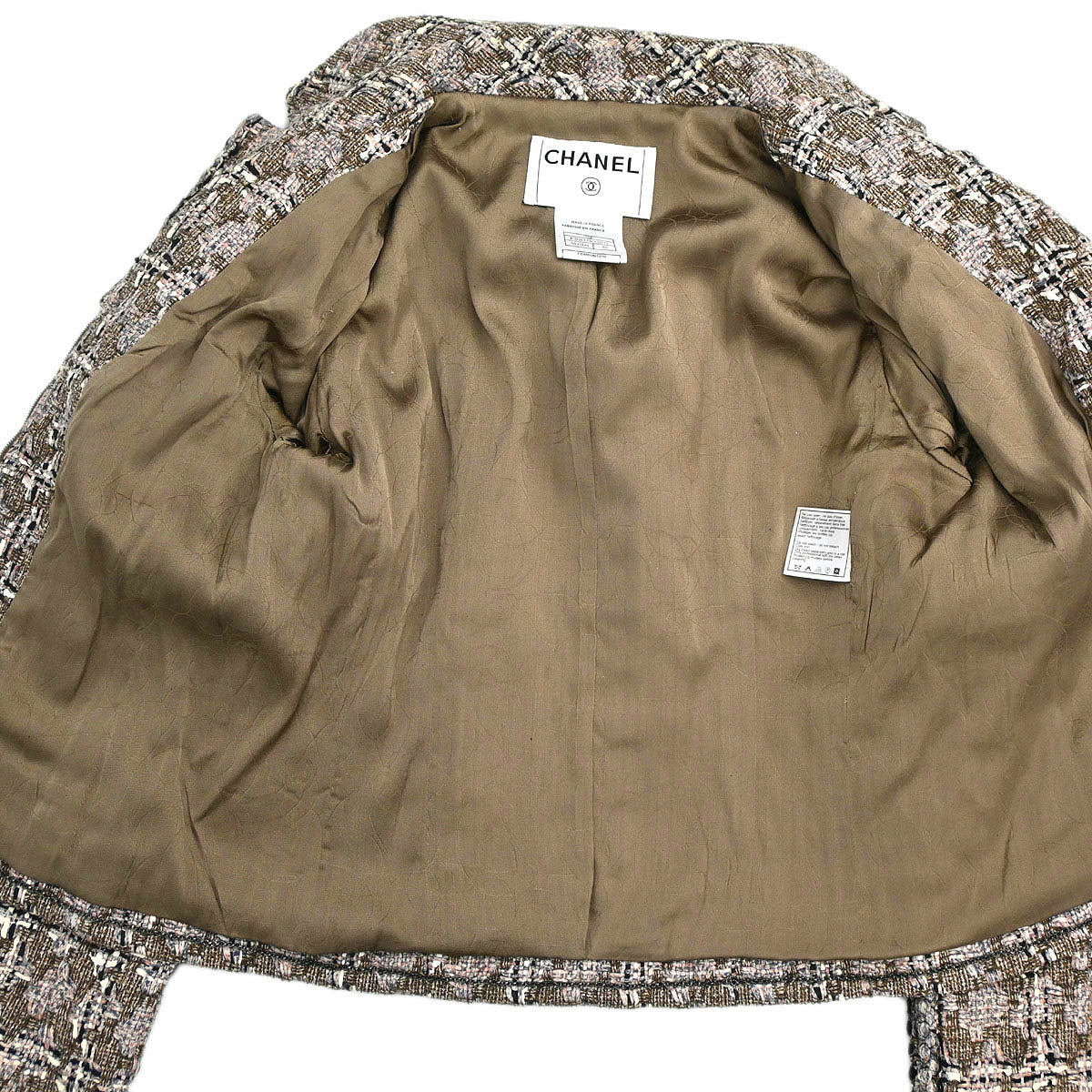 Chanel 2003 Zip Up Tweed Jacket Brown #38