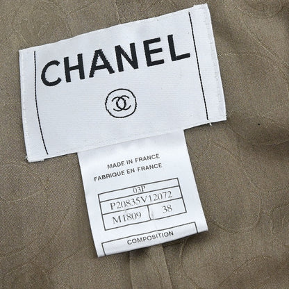 Chanel 2003 Zip Up Tweed Jacket Brown #38