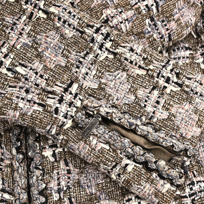 Chanel 2003 Zip Up Tweed Jacket Brown #38