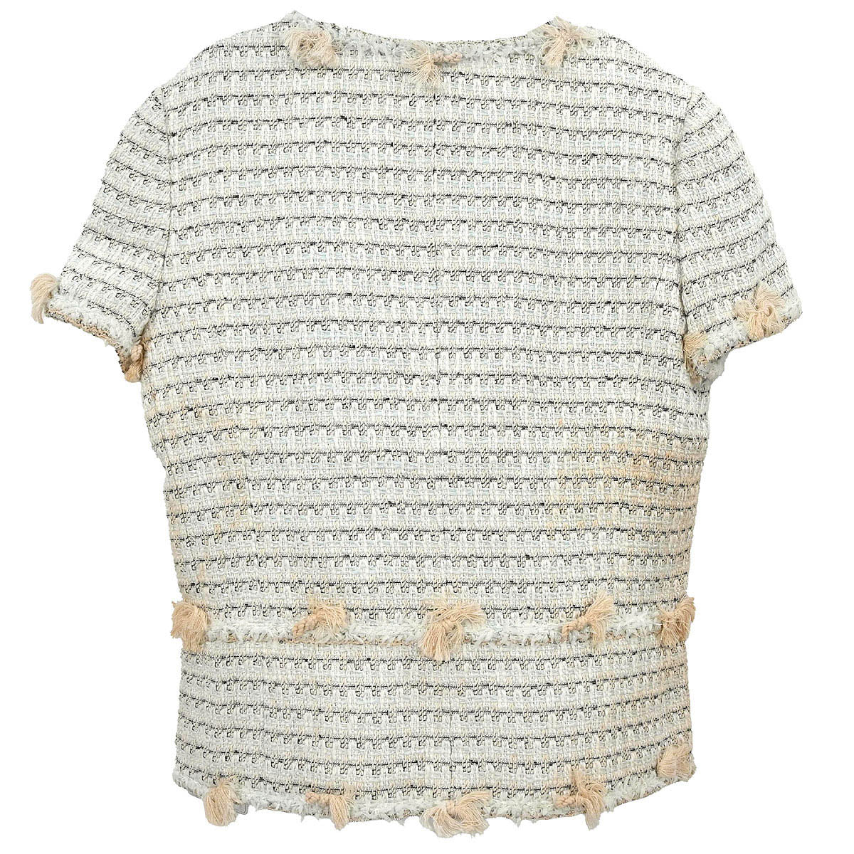 Chanel 2005 Collarless Single Breasted Tweed Jacket Light Blue #36