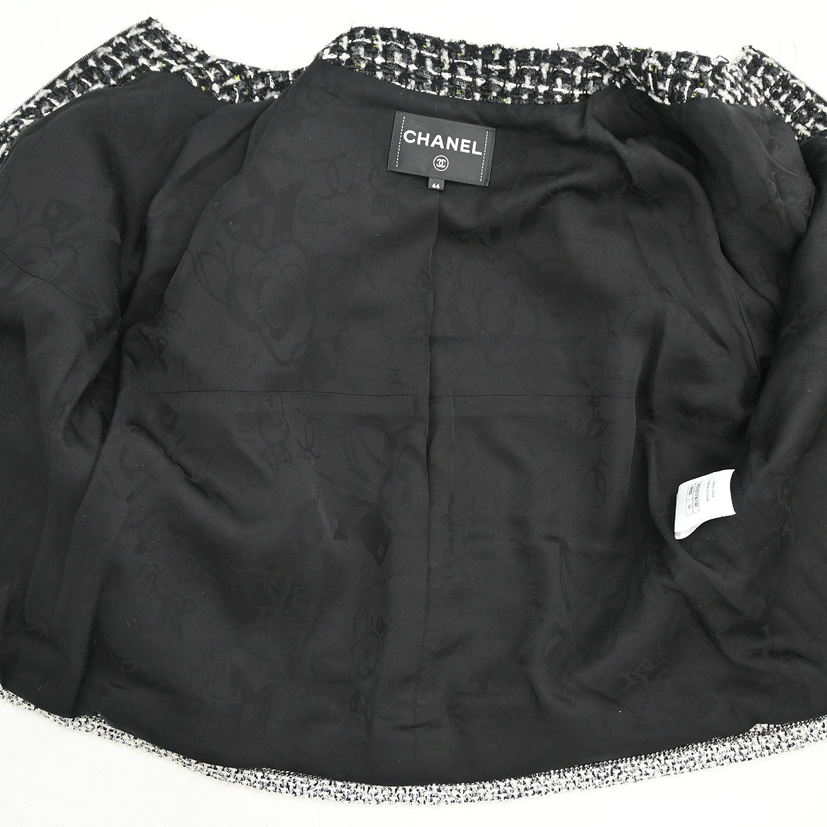 Chanel 2017-2018 Collarless Zip Up Tweed Jacket Black #44