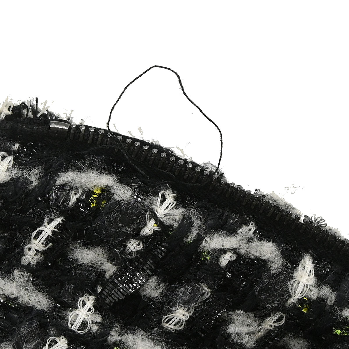 Chanel 2017-2018 Collarless Zip Up Tweed Jacket Black #44