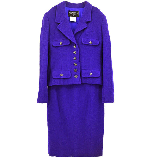 Chanel 1995 Setup Suit Jacket Skirt Purple #38