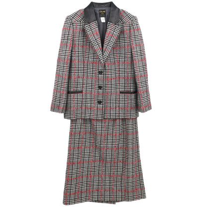 Celine Setup Suit Jacket Skirt Gray #42