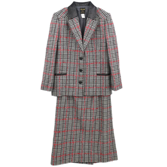 Celine Setup Suit Jacket Skirt Gray #42