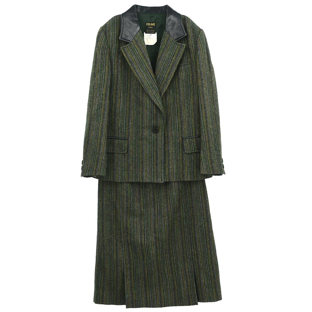 Celine Setup Suit Jacket Skirt Green #42