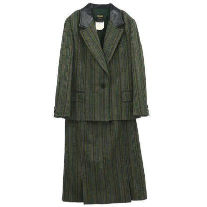 Celine Setup Suit Jacket Skirt Green #42