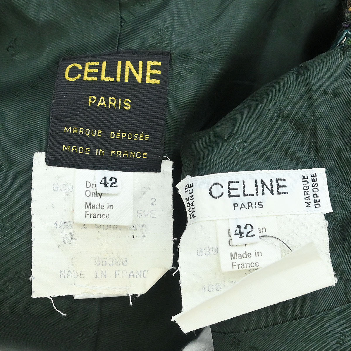 Celine Setup Suit Jacket Skirt Green #42