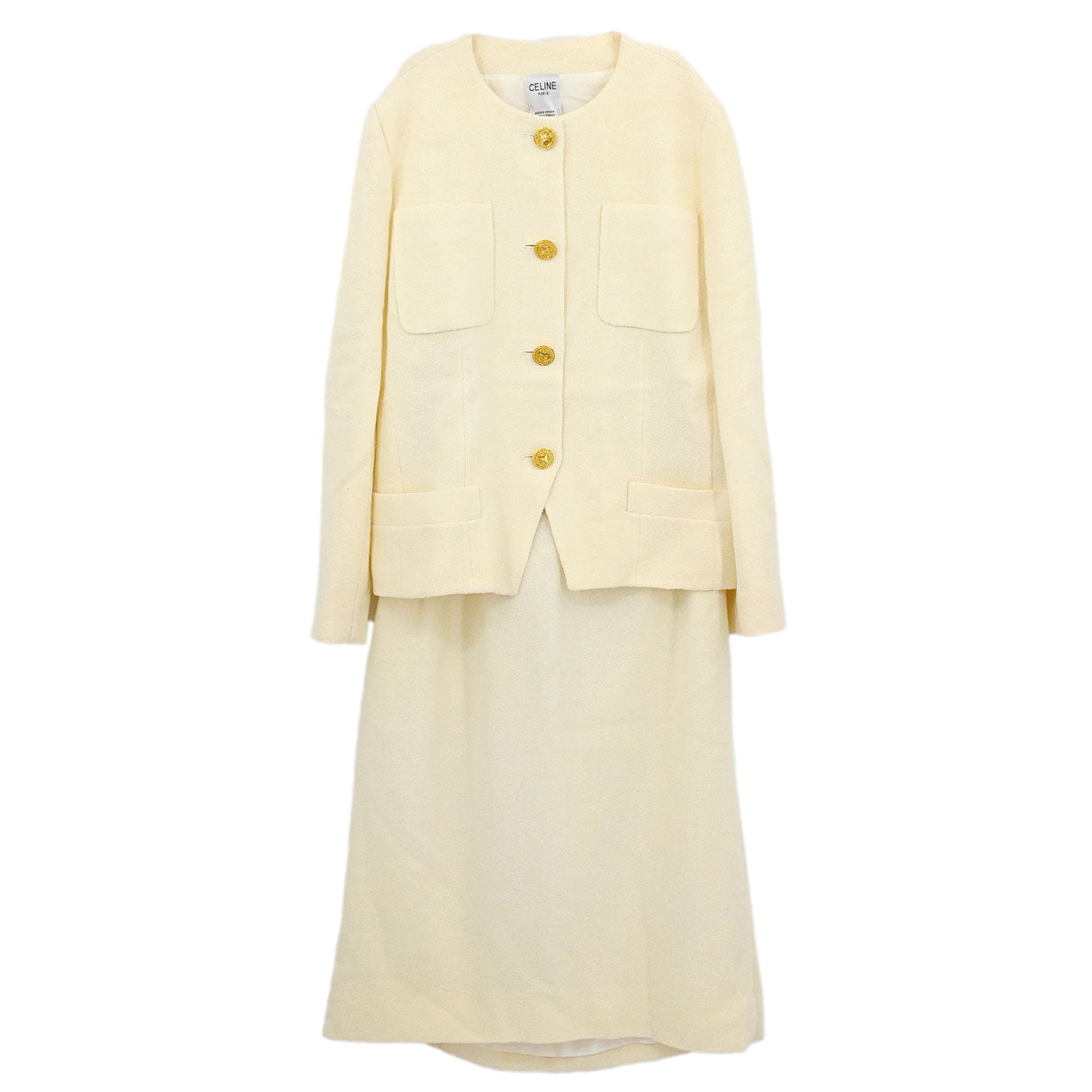 Celine Setup Suit Jacket Skirt Ivory #44