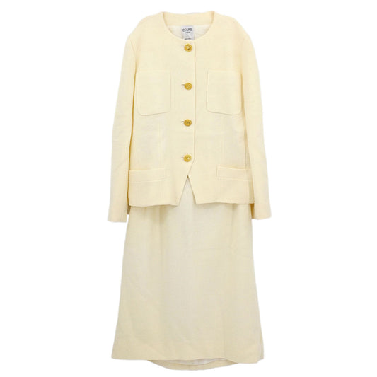Celine Setup Suit Jacket Skirt Ivory #44