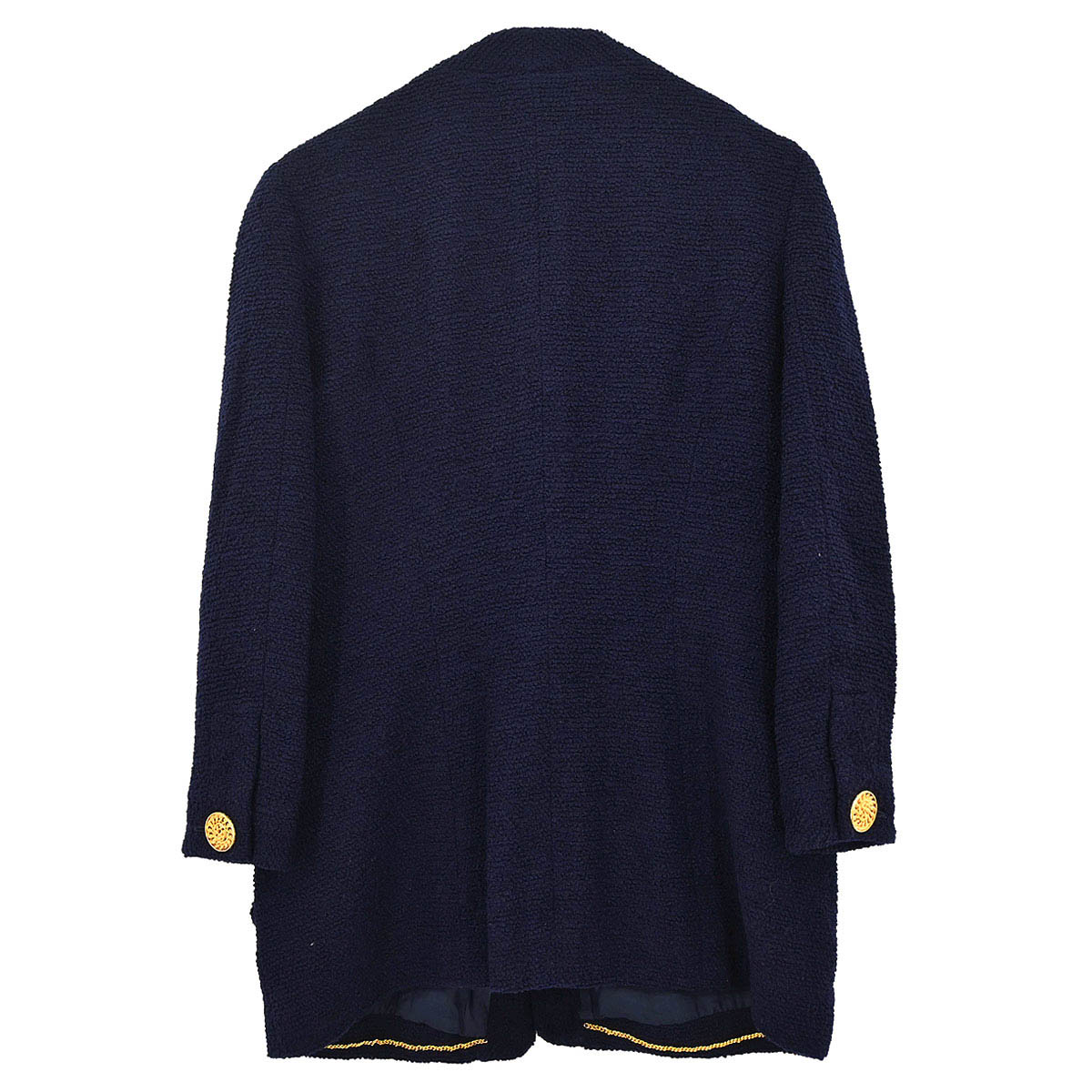 Chanel 1994 Single Breasted Collarless Jacket Navy #40