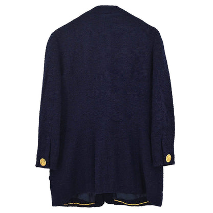 Chanel 1994 Single Breasted Collarless Jacket Navy #40