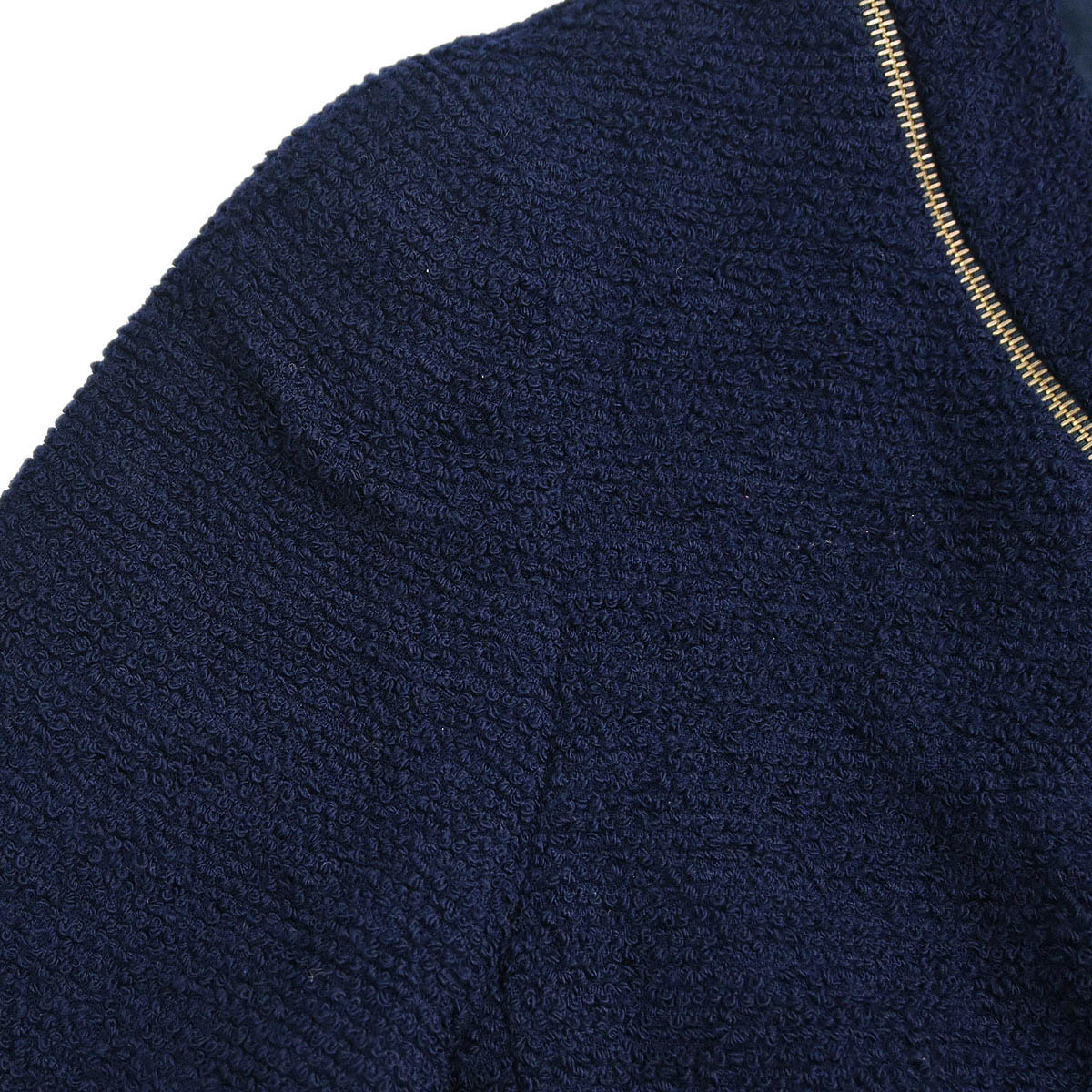 Chanel 1994 Single Breasted Collarless Jacket Navy #40