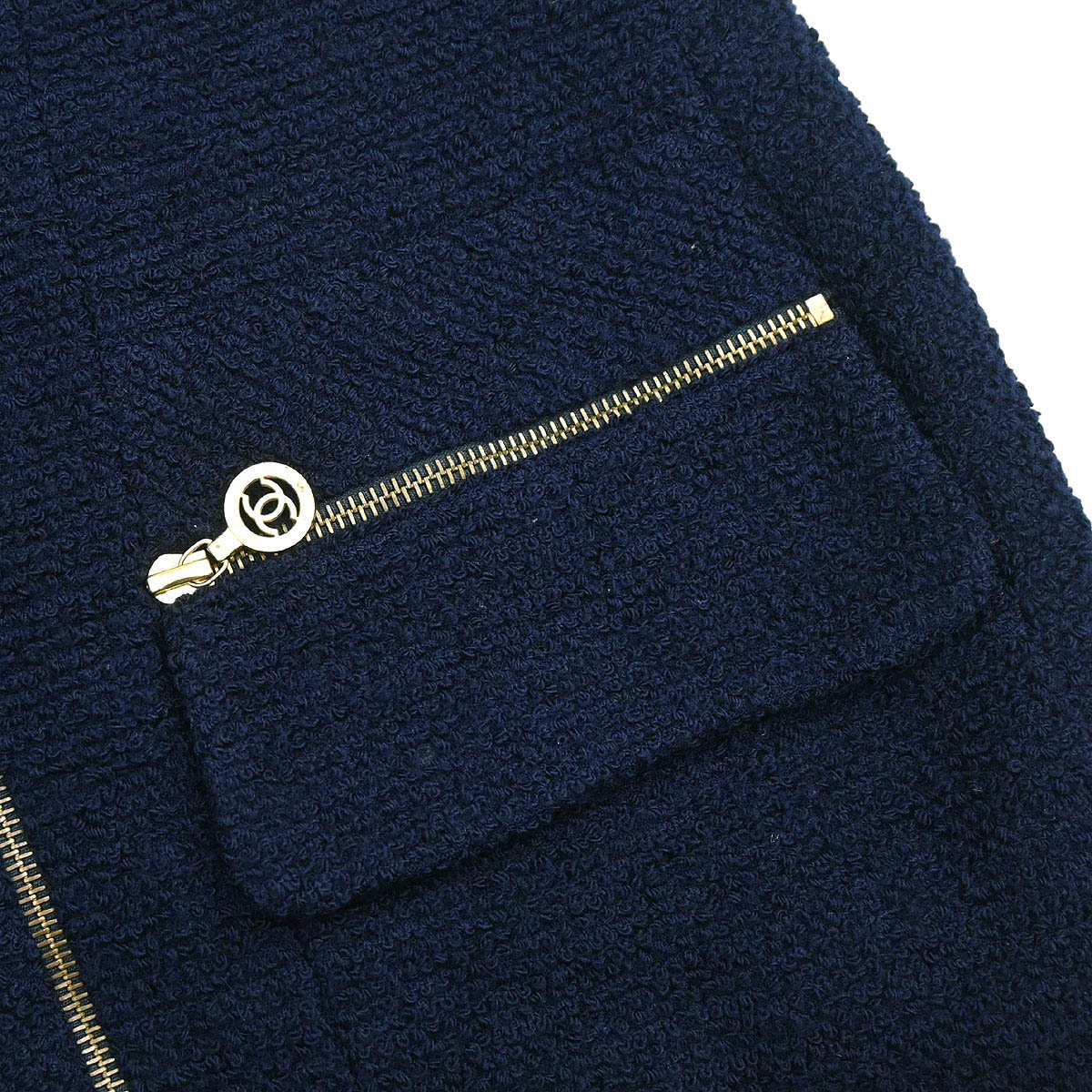 Chanel 1994 Single Breasted Collarless Jacket Navy #40