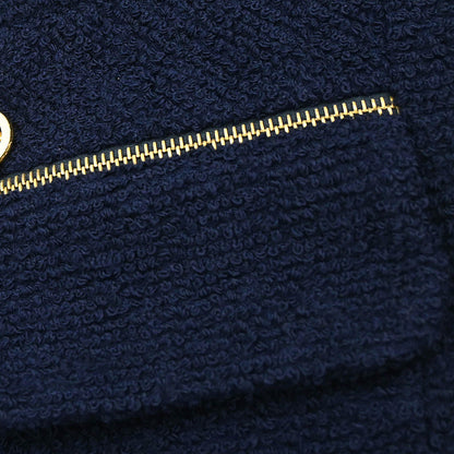 Chanel 1994 Single Breasted Collarless Jacket Navy #40