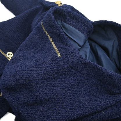 Chanel 1994 Single Breasted Collarless Jacket Navy #40