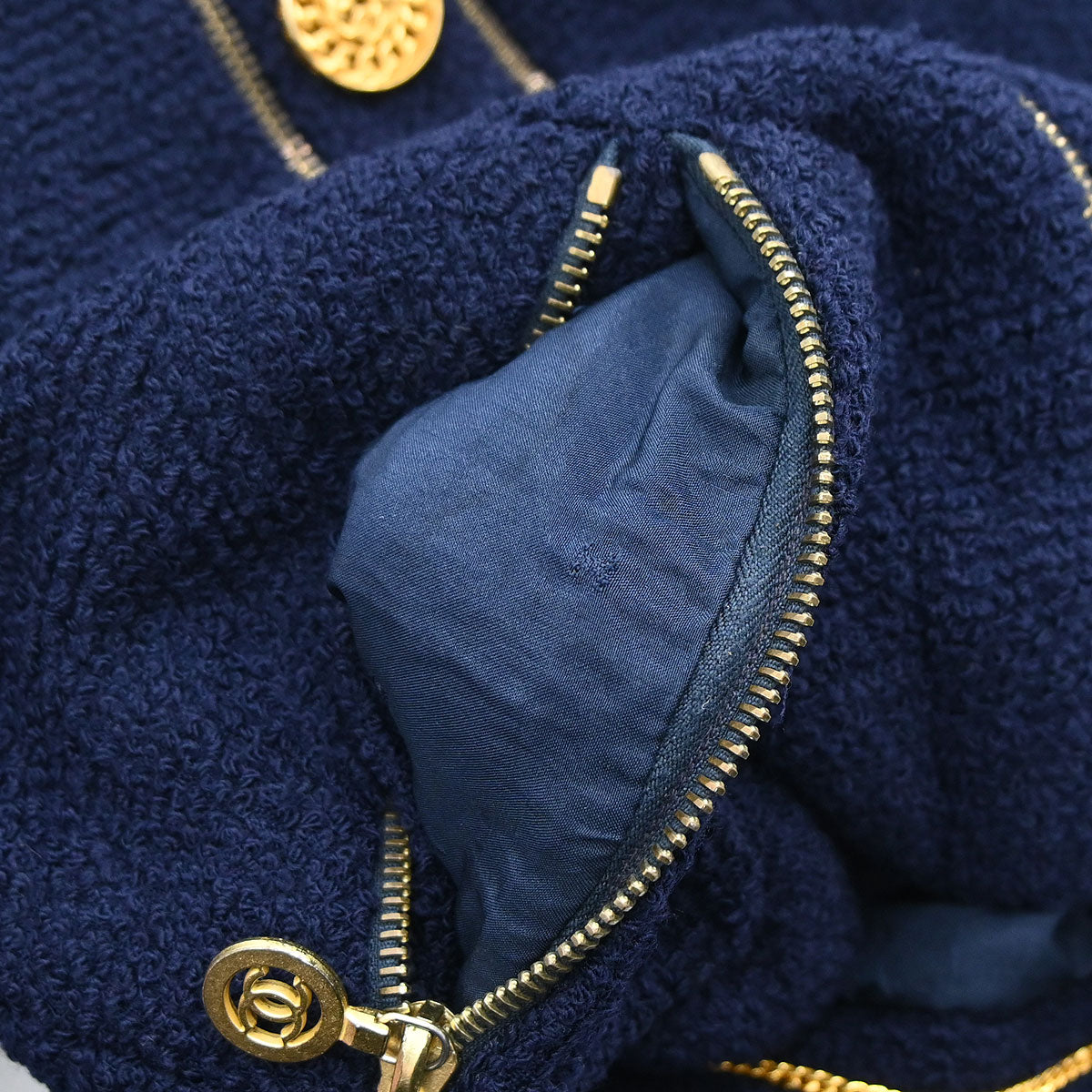 Chanel 1994 Single Breasted Collarless Jacket Navy #40