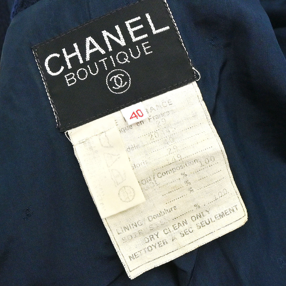 Chanel 1994 Single Breasted Collarless Jacket Navy #40