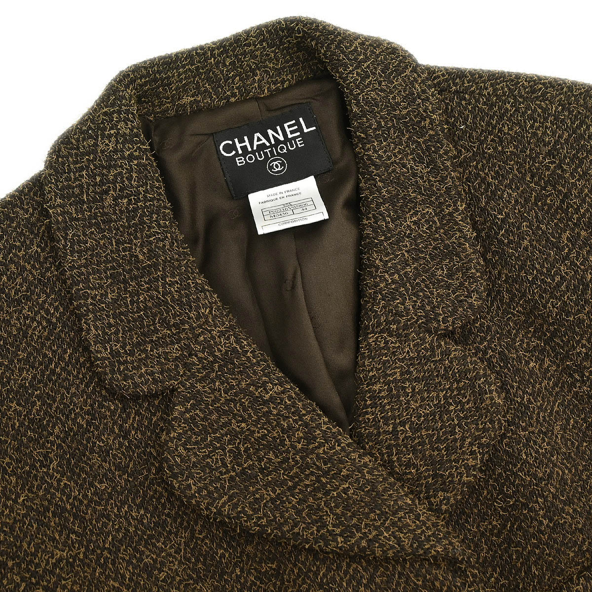 Chanel 1997 Double Breasted Tweed Jacket Brown #44