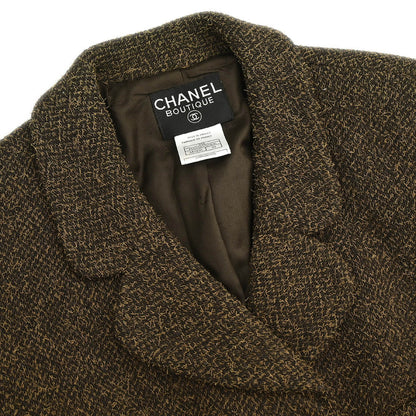 Chanel 1997 Double Breasted Tweed Jacket Brown #44