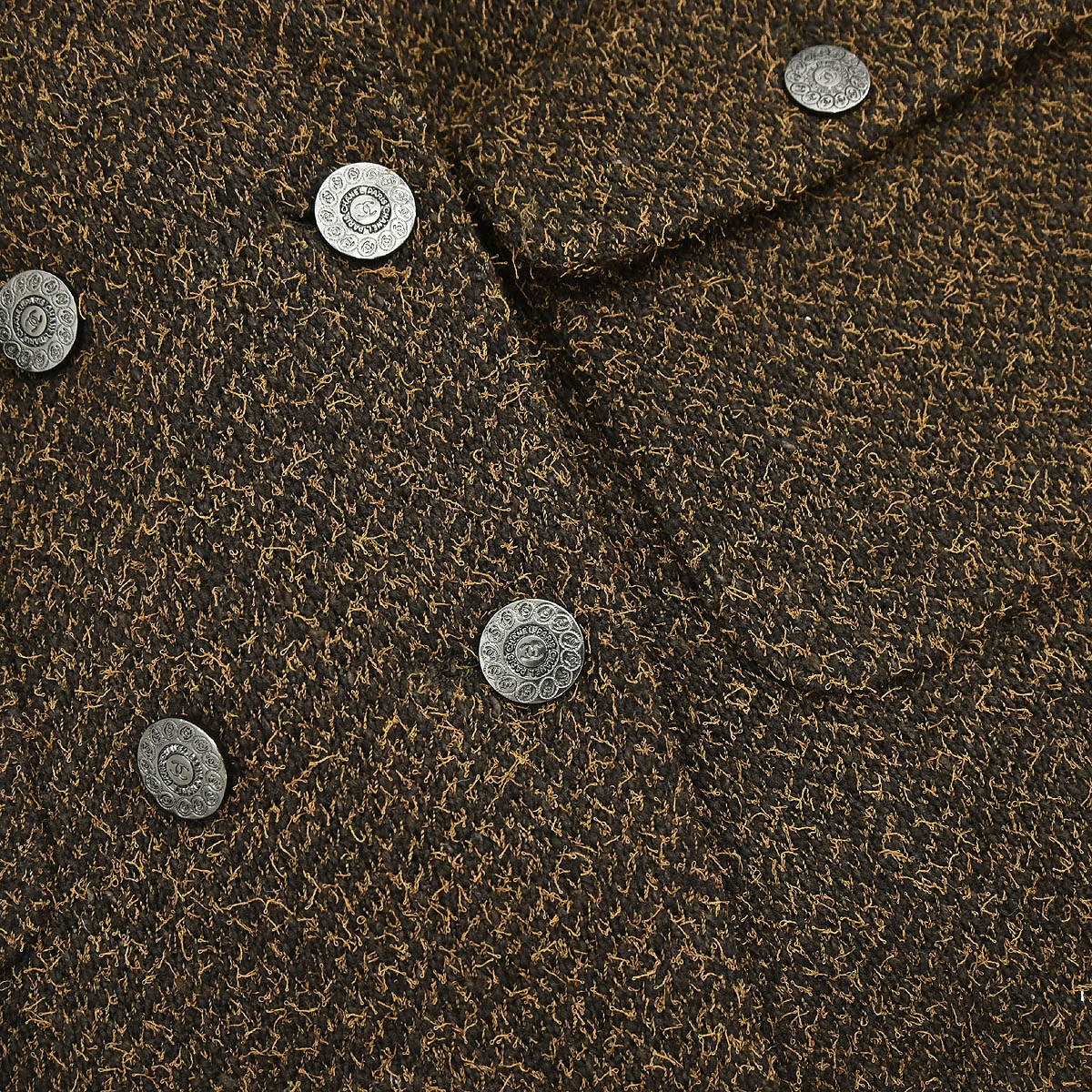 Chanel 1997 Double Breasted Tweed Jacket Brown #44